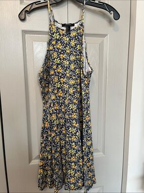 7/$20 Forever 21 Navy Floral Mini Dress with Yellow Blossoms